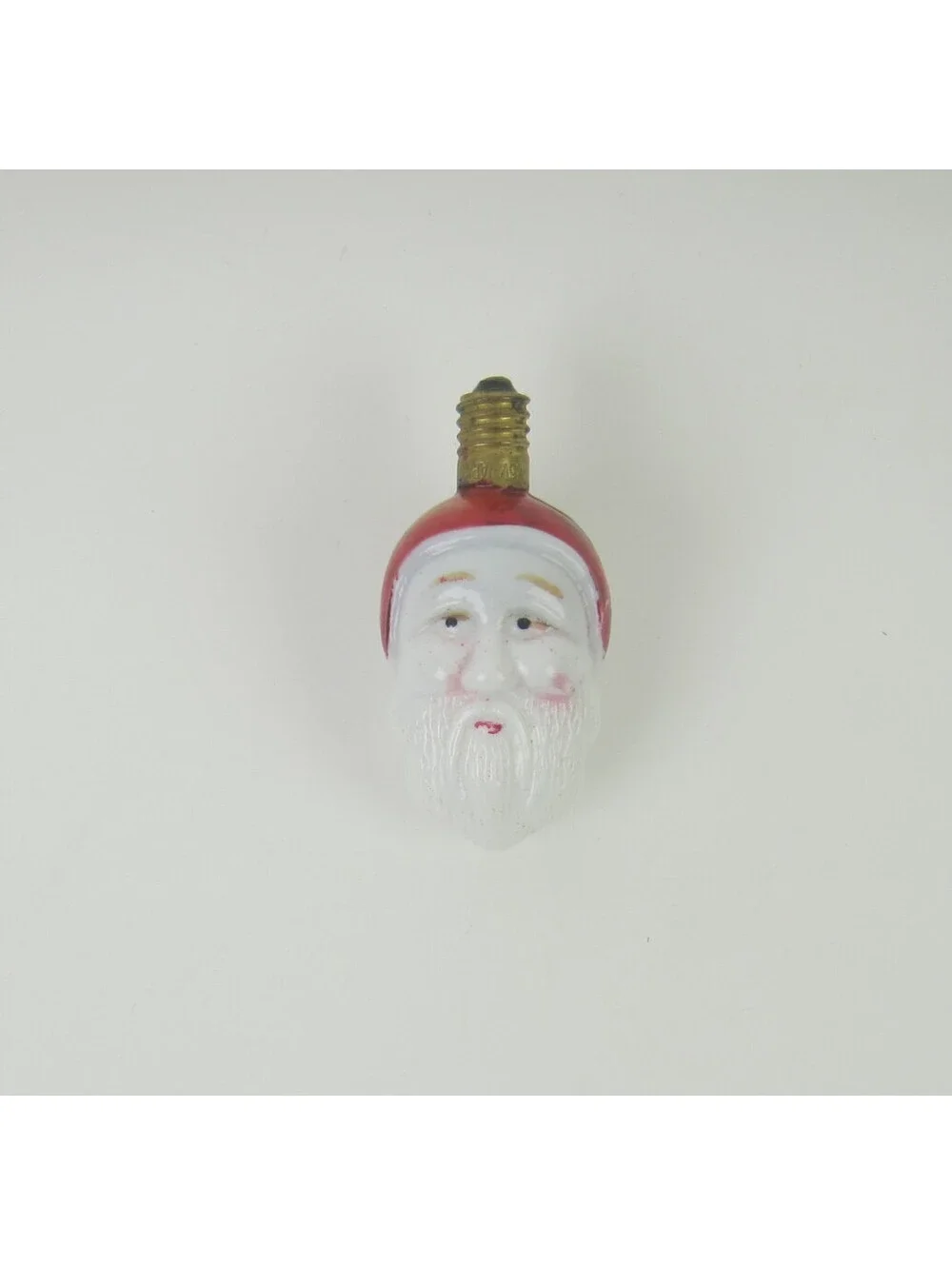 Vintage Santa Claus Christmas Milk Glass Light Bulb Double Side Face Japan WORKS